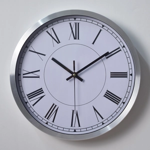 Wall Clock Stainless Steel Frame Glass Cover Quartz Silent Battery Operated Modern Minimalist Decor Living Room Office