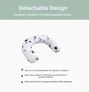 Detail showing the detachable U-shaped nursing pillow with black star pattern design