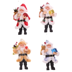Standing Santa Claus figurines set in four festive colors for Christmas decorations