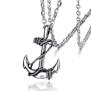 Anchor Pendant Necklace Stainless Steel Nautical Rope Vintage Retro Style Jewelry For Men Boys