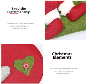 Détails des coutures sur une chaussette de Noël en feutre avec cœur et boutons