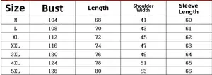 Detailed size chart for men splash ink hoodie including chest, length, and shoulder data
