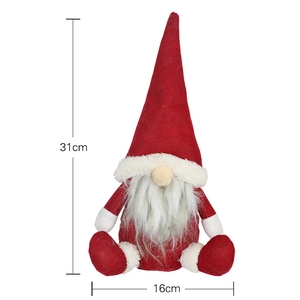 Gnomo di Natale nordico in peluche rosso e bianco con misure 31cm per 16cm