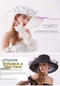 Detailed macro view of elegant organza sun hat featuring large decorative 3D floral accent