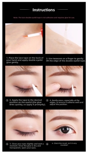Detailed step-by-step tutorial for applying invisible mesh lace eyelid tape with glue