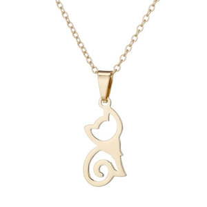Elegant gold cat-shaped pendant necklace for women with minimalist stainless steel chain