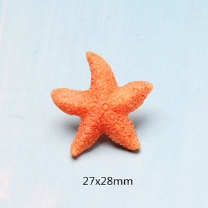 Starfish shaped resin accessory in bright orange for DIY crafts, size 27x28mm
