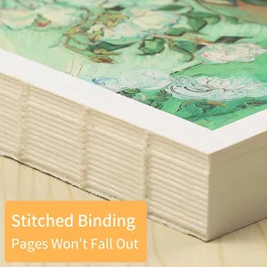 Thread-bound 16K sketchbook with Van Gogh Green Wheat Field cover and thick blank pages