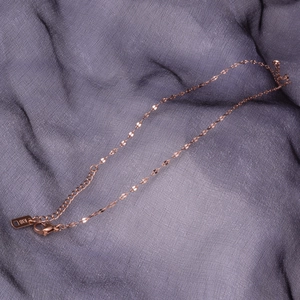 18K rose gold plated stainless steel flat link chain necklace with K18 engraved tag