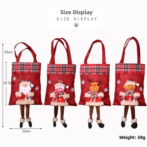 Dimensions détaillées des sacs cadeaux de Noël en toile de jute avec motifs 3D
