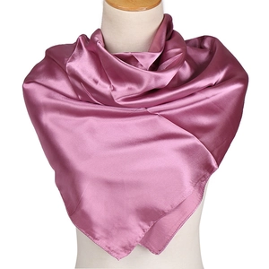 Elegant satin silk square scarf in pink purple with a smooth polished finish and glow