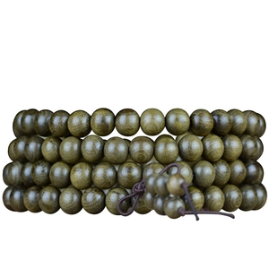 Natural Golden Phoebe wood beaded bracelet with 108 dark ebony beads in multi-layer style