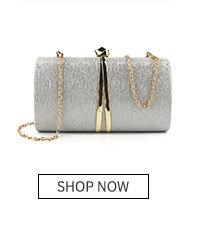 Detailed view of silver sequin evening clutch bag with elegant gold chain strap