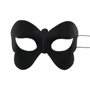 Elegant black butterfly-shaped mask with textured fiber finish and elastic band for party