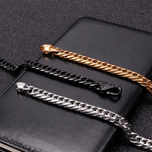 9mm gold black and silver stainless steel curb chain necklaces for men with lobster clasp