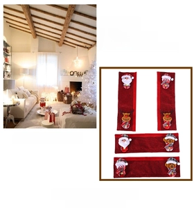 Set of 4 Christmas appliance handle covers featuring Santa, snowman, and elk designs