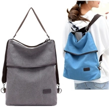 Zaino versatile in tela per viaggi nei colori grigio e blu con spallacci regolabili
