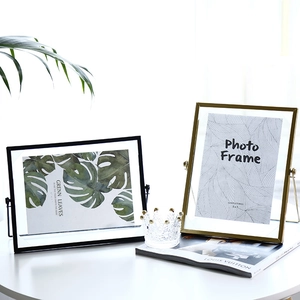 Nordic Geometric Metal Photo Frame Gold Black Iron Glass Desktop Picture Frame Minimalist Tabletop Home Decor Modern Style