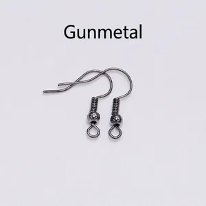 Detail of gunmetal French ear hooks with decorative spring and bead for DIY jewelry