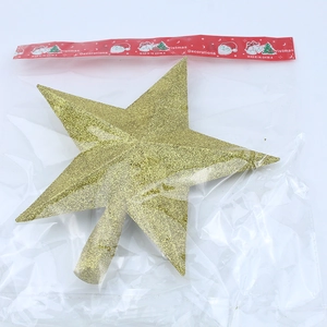 Gold glittered five-point star tree topper for Christmas decoration in packaging