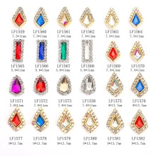 Detailed view of alloy nail art gems in various geometric shapes and vibrant colors