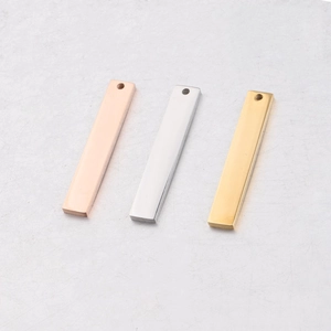 Polished stainless steel rectangular bar pendants in rose gold, silver and gold finishes