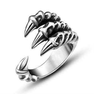 Punk Rings Alloy Adjustable Open Vintage Gothic Dragon Claw Octopus Skeleton Animal Motif For Men Women