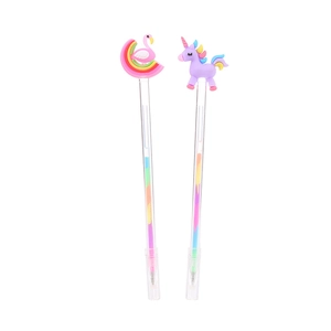Set of two cute cartoon gel pens featuring pink flamingo and purple unicorn charms