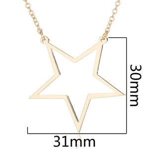 Minimalist gold hollow star pendant necklace with 30mm x 31mm geometric design