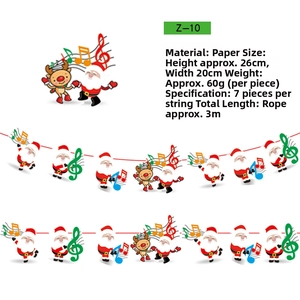 Detail of Santa and reindeer paper banner with dimensions 26x20cm and 3m length