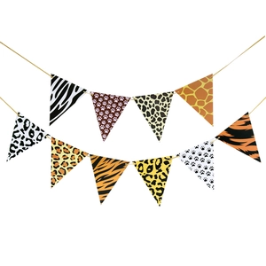 Jungle safari party bunting banner with animal prints like leopard and tiger patterns