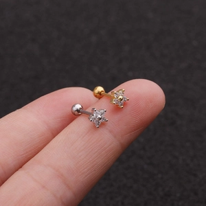 Petite flower stud earrings in gold and silver with cubic zirconia and screw back