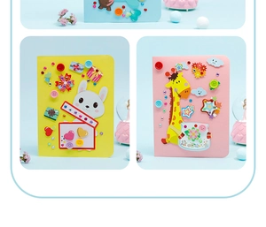 Detail of DIY 3D Christmas cards with button and gem decorations for kids' craft kits