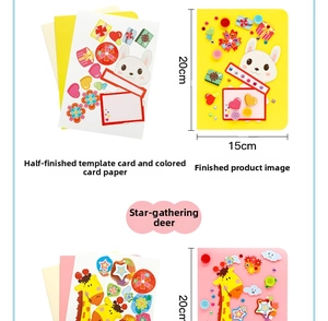 DIY 3D Christmas card kit for kids with deer and rabbit materials and templates