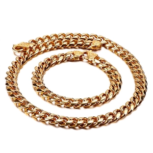 Mens Cuban Link Necklace And Bracelet Stainless Steel Hip Hop Rap Punk Jewelry Streetwear For Men