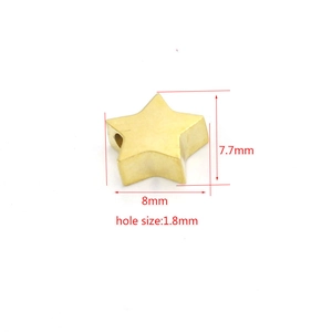 Gold star shaped stainless steel bead charm 7.7x8mm with 1.8mm hole for jewelry DIY