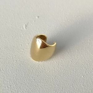 Polished gold geometric ear cuff for non-pierced ears in a minimalist Korean style