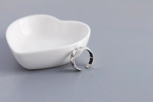 Detailed view of S925 sterling silver stamp on minimalist punk stud open ring