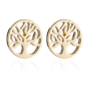 Détails des boucles d'oreilles Arbre de Vie en acier inoxydable doré à l'éclat métallique