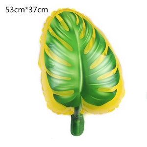 Tropical monstera leaf foil balloon in green and yellow for autumn party decoration