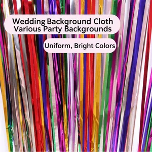 Rideau de franges multicolore 1x2m pour décoration de fond de fête d'anniversaire et mariage