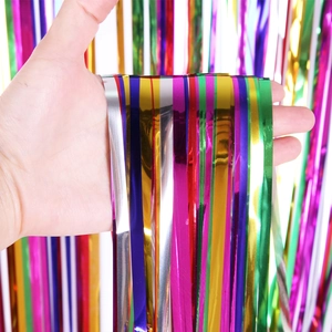 Rideau à franges métalliques colorées pour décoration de fête d'anniversaire et mariage