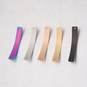 Five colored curved stainless steel bar connectors with matte finish for jewelry making