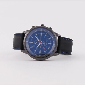 Orologio sportivo da uomo con quadrante blu scuro, tre quadranti e cinturino in silicone