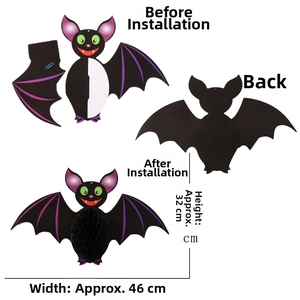 Halloween Fledermaus Waben Deko-Anhänger, 46cm Breite und 32cm Höhe im Detail