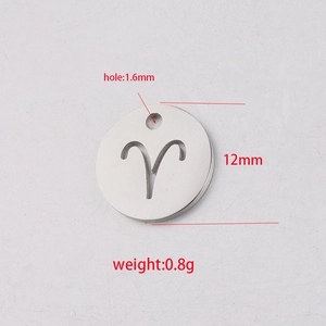 Aries zodiac charm 12mm silver mirror finish titanium steel pendant for DIY jewelry