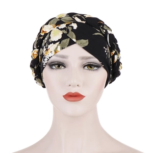 Floral print turbans for women with twisted knot detail and soft stretch fabric