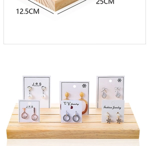 Detailed size specifications of wooden jewelry display stand with multi-slot design