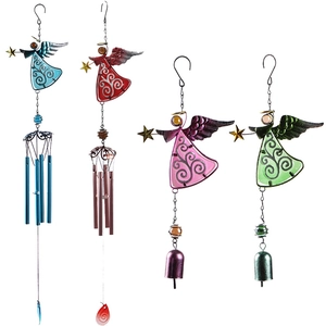 Angel Wind Chimes Metal Glass Hand Painted Outdoor Garden Hanging Ornament Romantic Home Decor Memorial Gifts