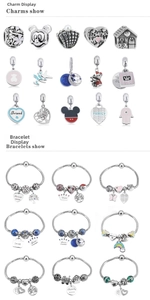 Collection of silver 316L titanium steel heart charms and snake chain bracelets for DIY jewelry